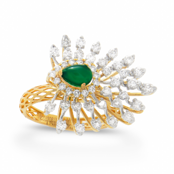 Regal Emerald Throne Diamond Ring