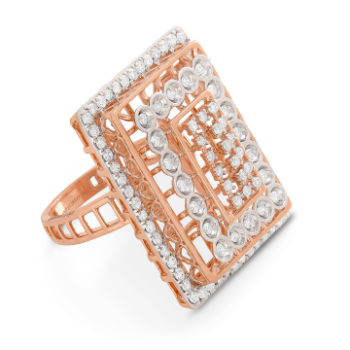 Opulent Rectangular Diamond Tiara Ring