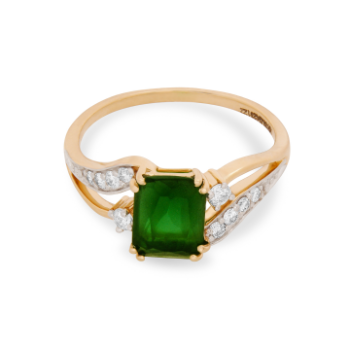 Green Sapphire Paved with Diamond Ring
