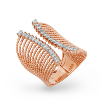 Curved Diamond Elegance 14KT Rose Gold Ring