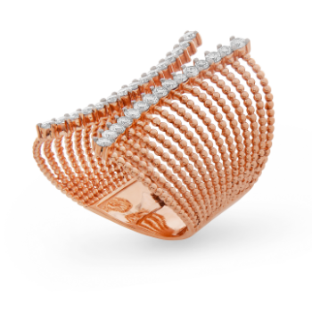 Curved Diamond Elegance 14KT Rose Gold Ring