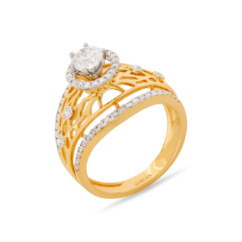 Crown Yellow Gold 14K Diamond Ring