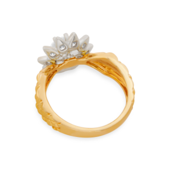 Lotus Yellow Gold 14K Diamond Ring