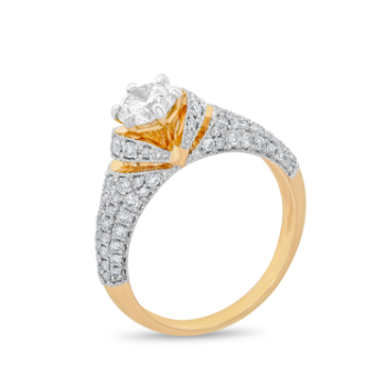 Solitaire Diamond Halo, 14KT Gold Ring