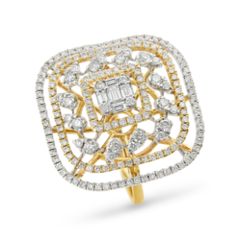 Shimmering Maze Diamond 14KT Gold Ring