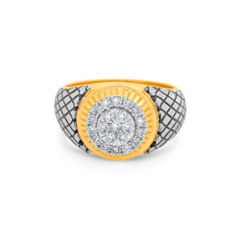 Men’s Lotus shaped Diamond Ring in 14K yellow Gold