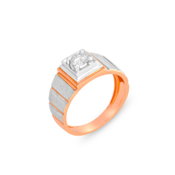 Centre Square with Solitaire feel Diamond Ring in 14K Dual Tone Gold