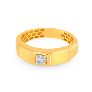Minimalistic Men’s Diamond Ring in 14K Yellow Gold