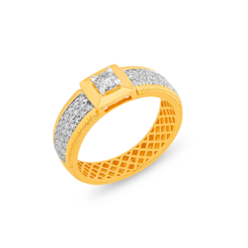 Men’s Square shaped Sequential Diamonds Ring in 14K Yellow Gold