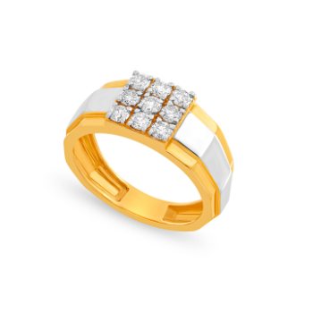 Men’s 3 x 3 Square Diamond Ring in 14K Yellow Gold