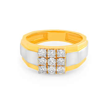 Men’s 3 x 3 Square Diamond Ring in 14K Yellow Gold