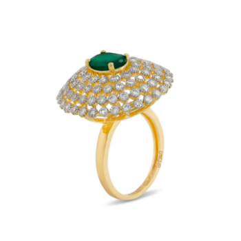 Emerald Gleam Diamond Cluster Ring