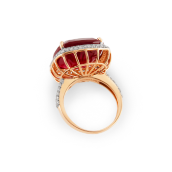 Ruby Crown Encrusted with Micro-diamonds 14KT Rose Gold Ring