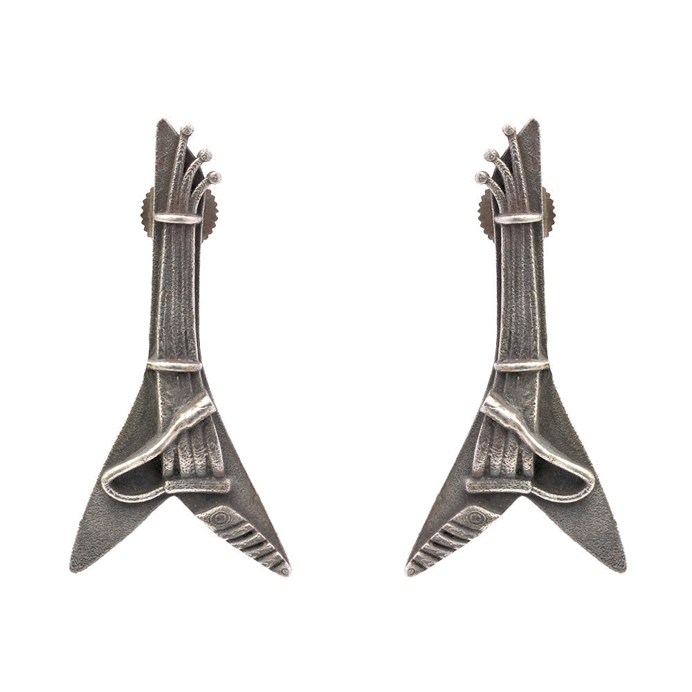 Ragini- Silver Brass oxidised stud earrings