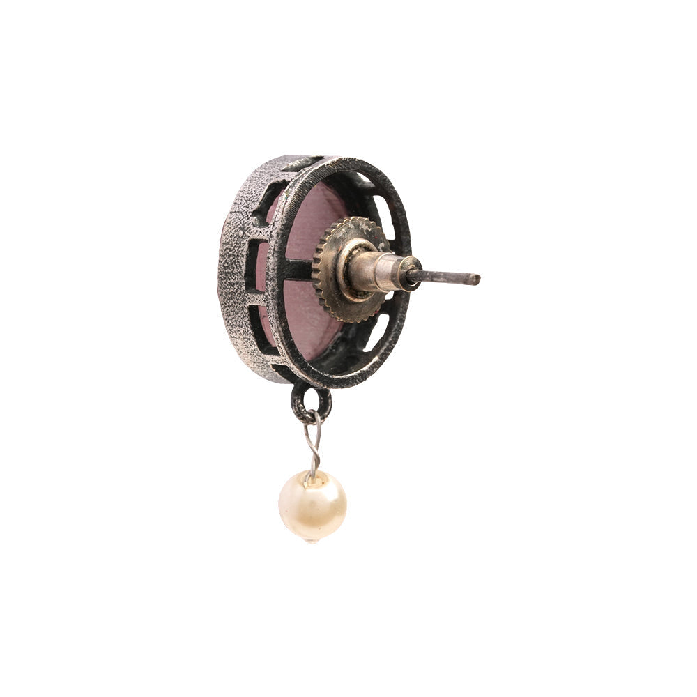 Boond- Silver Brass Stone-Studded stud earrings(Baby Pink)