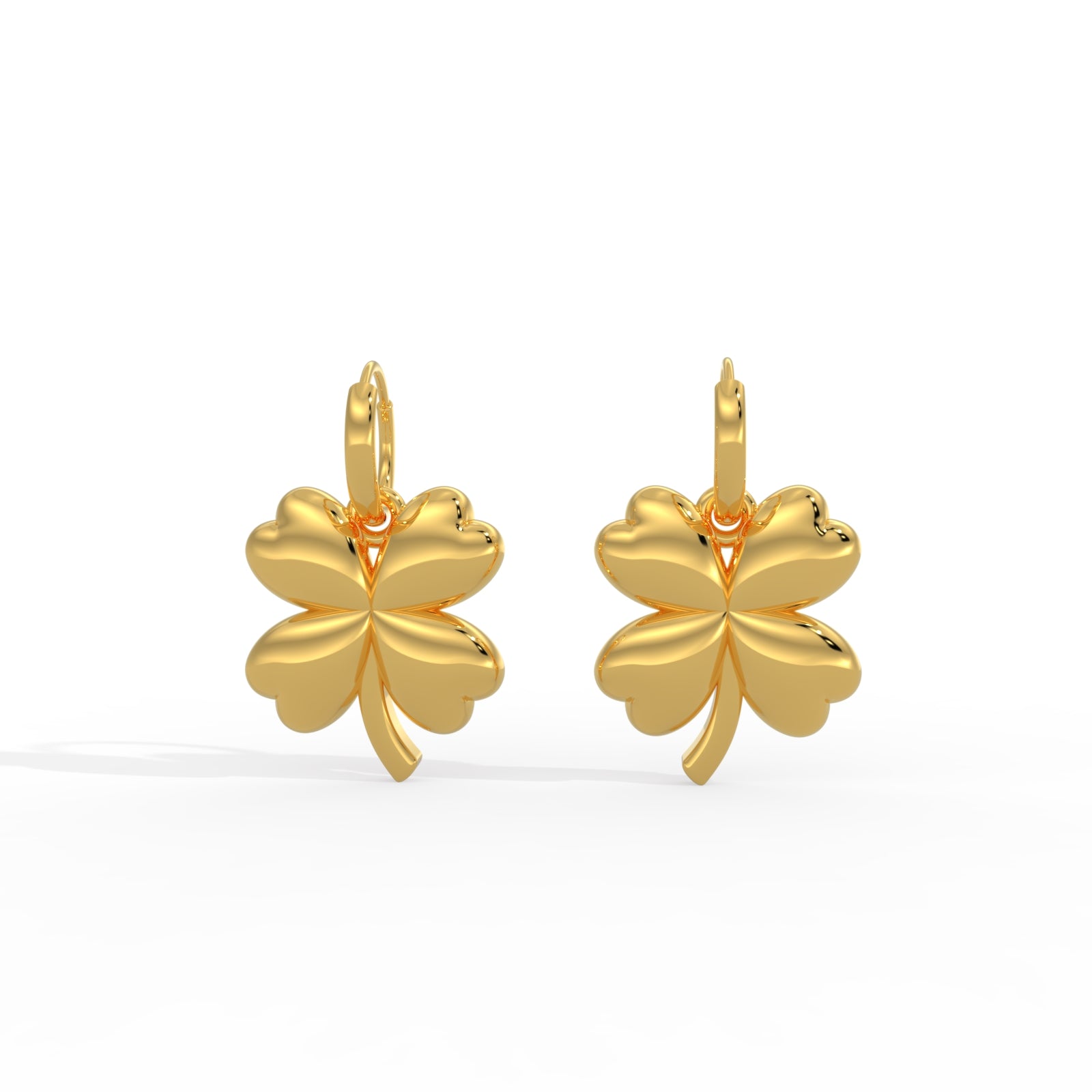 TVISVA JEWELS Women's Gold Four-Leaf Clover Symbolic Contemporary Daily Wear Earrings