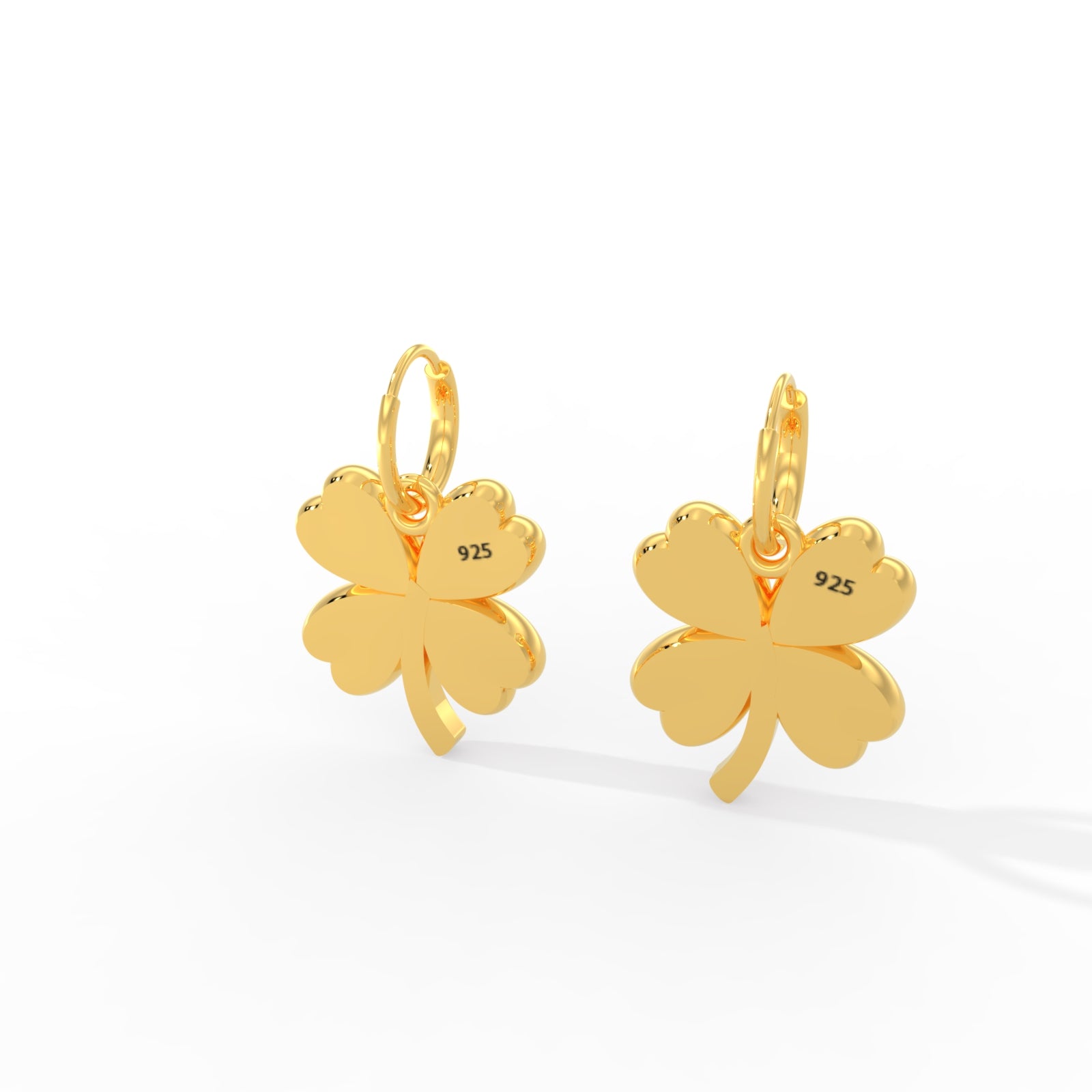 TVISVA JEWELS Women's Gold Four-Leaf Clover Symbolic Contemporary Daily Wear Earrings