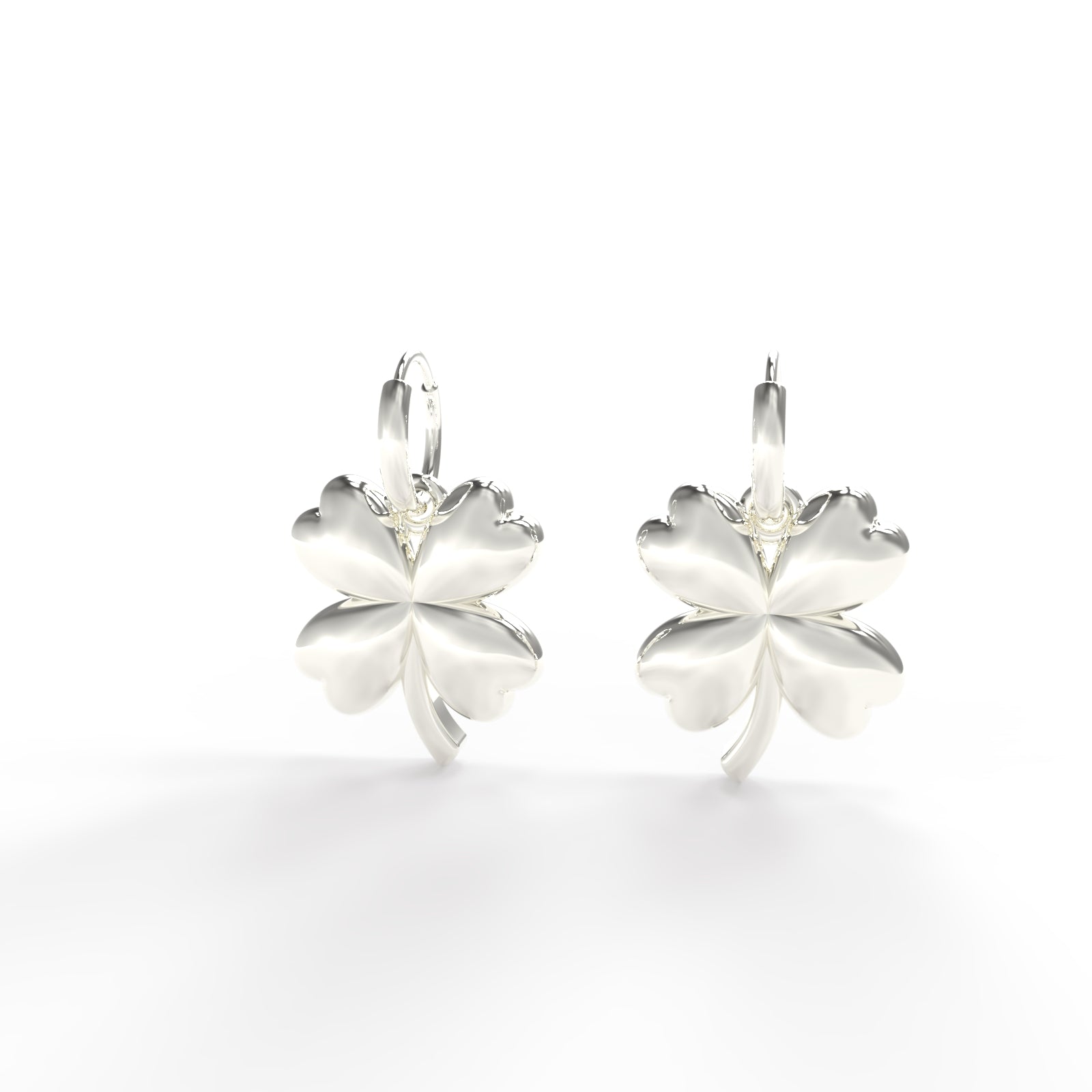 TVISVA JEWELS Women's Gold Four-Leaf Clover Symbolic Contemporary Daily Wear Earrings