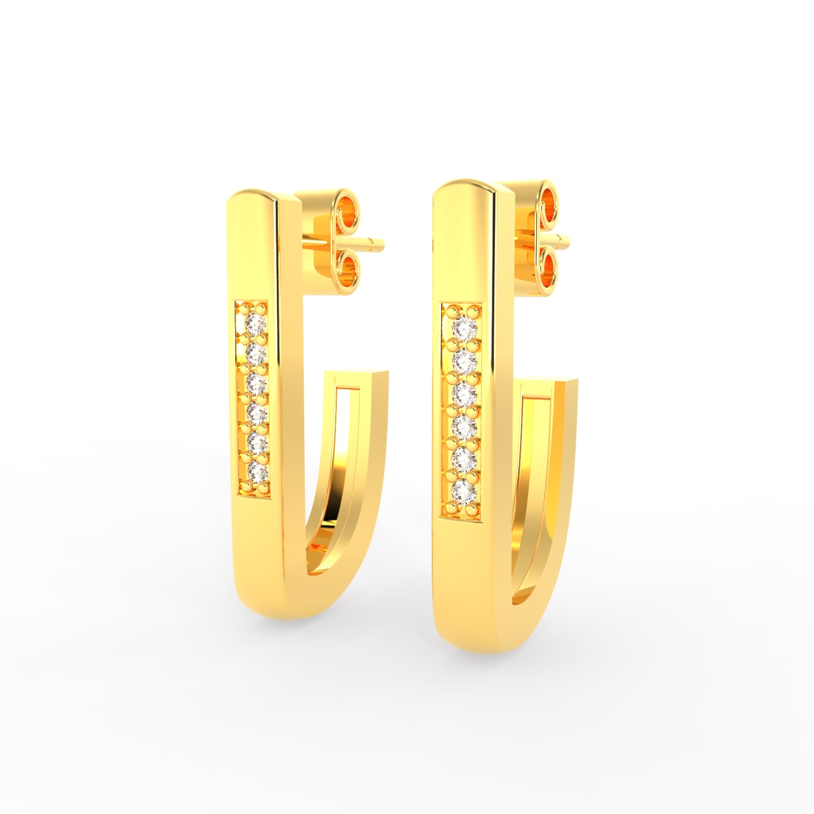 TVISVA JEWELS Women's 18K Gold Plated Contemporary Cubic Zirconia Pave Set Linear Embellishment Hoop Earrings