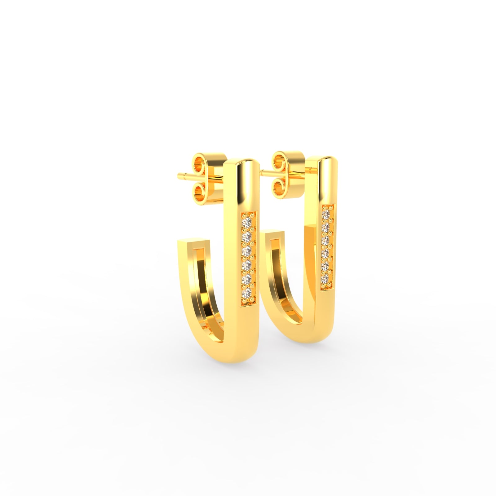 TVISVA JEWELS Women's 18K Gold Plated Contemporary Cubic Zirconia Pave Set Linear Embellishment Hoop Earrings