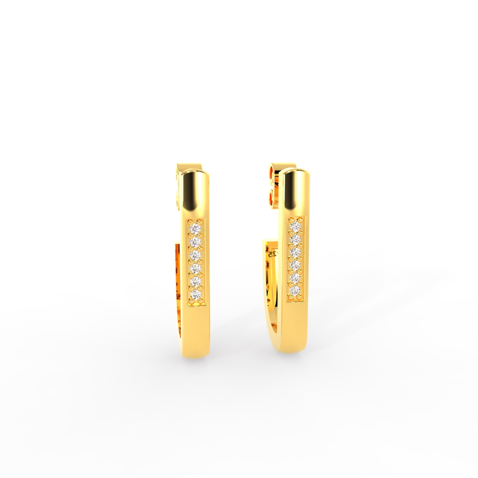 TVISVA JEWELS Women's 18K Gold Plated Contemporary Cubic Zirconia Pave Set Linear Embellishment Hoop Earrings