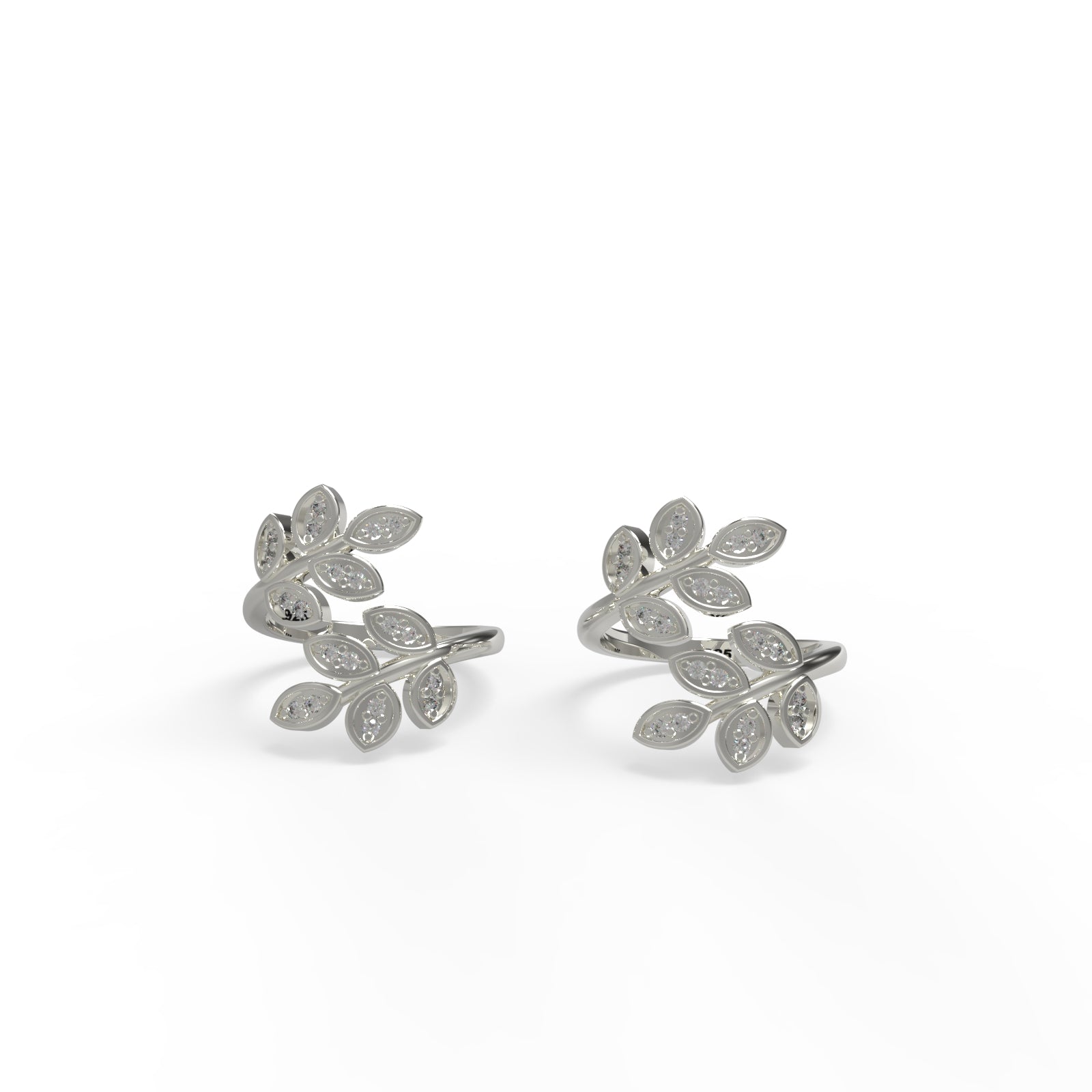 TVISVA JEWELS 925 Sterling Silver Nature-Inspired Leaf Design Toe Rings for Women, Adjustable with Pave Set Cubic Zirconia