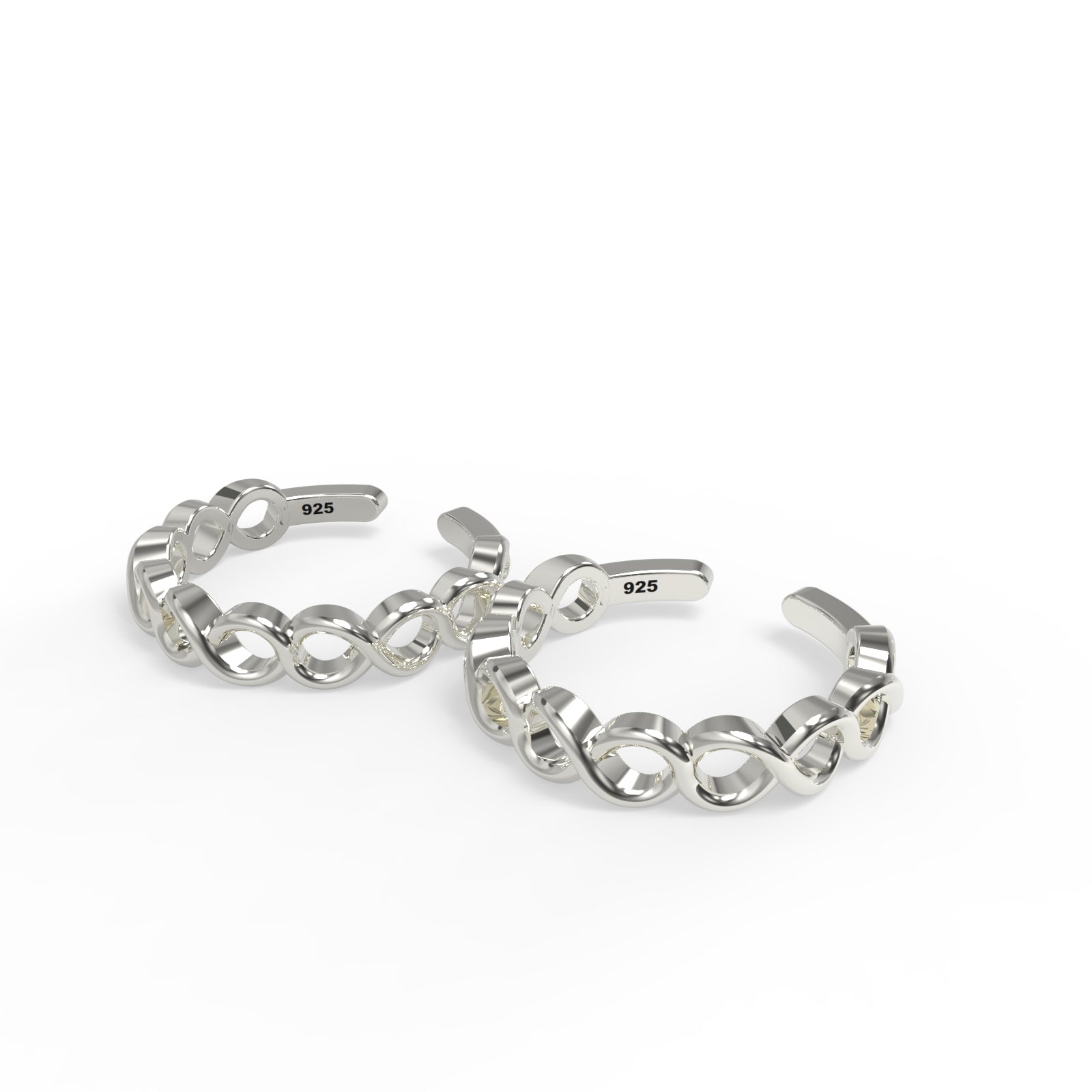 TVISVA JEWELS 925 Sterling Silver Interlocking Circles Adjustable Toe Ring for Women, Contemporary Daily Wear Foot Jewelry