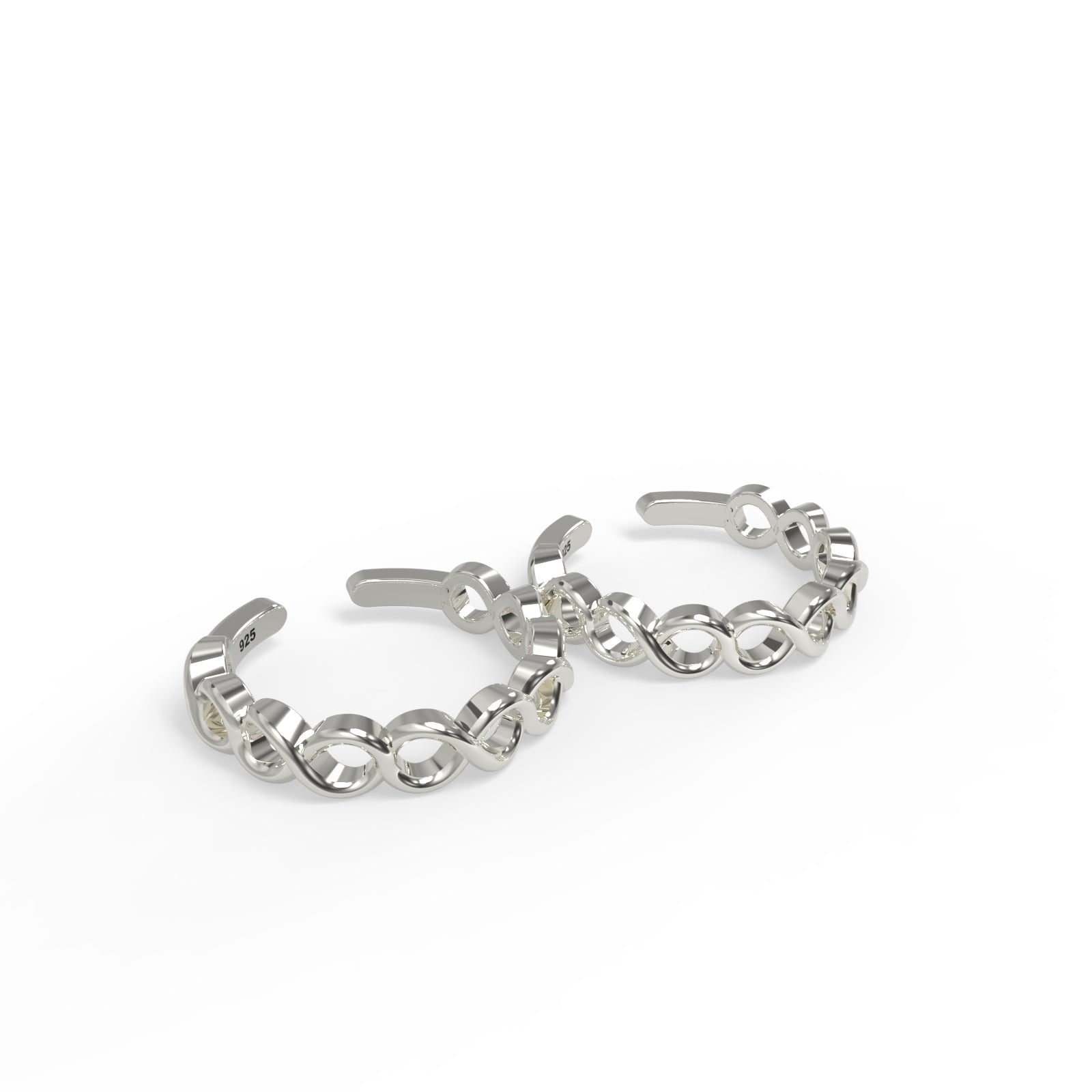 TVISVA JEWELS 925 Sterling Silver Interlocking Circles Adjustable Toe Ring for Women, Contemporary Daily Wear Foot Jewelry