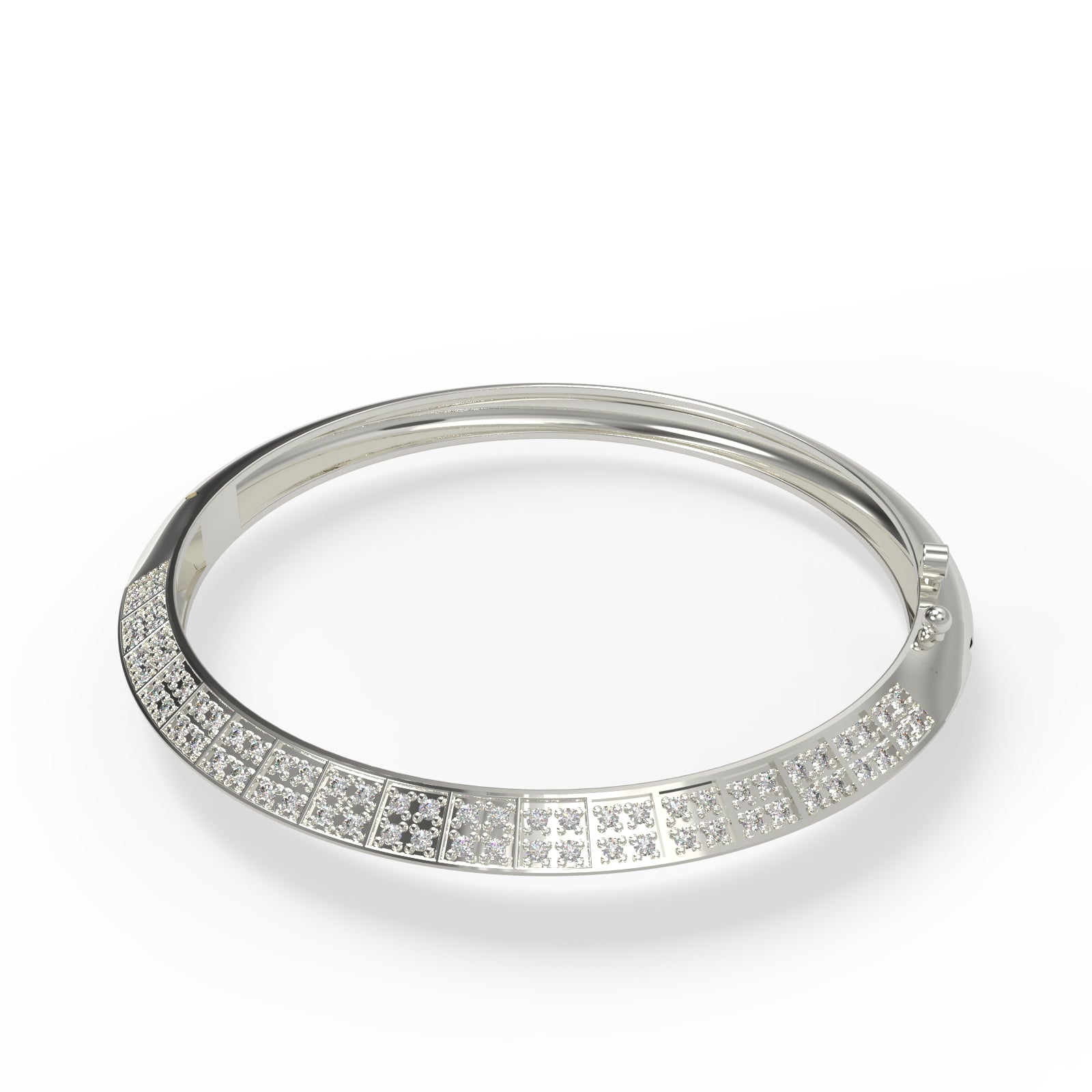 TVISVA JEWELS 925 Sterling Silver Cubic Zirconia Pave Geometric Contemporary Bangle for Women, Party Wear