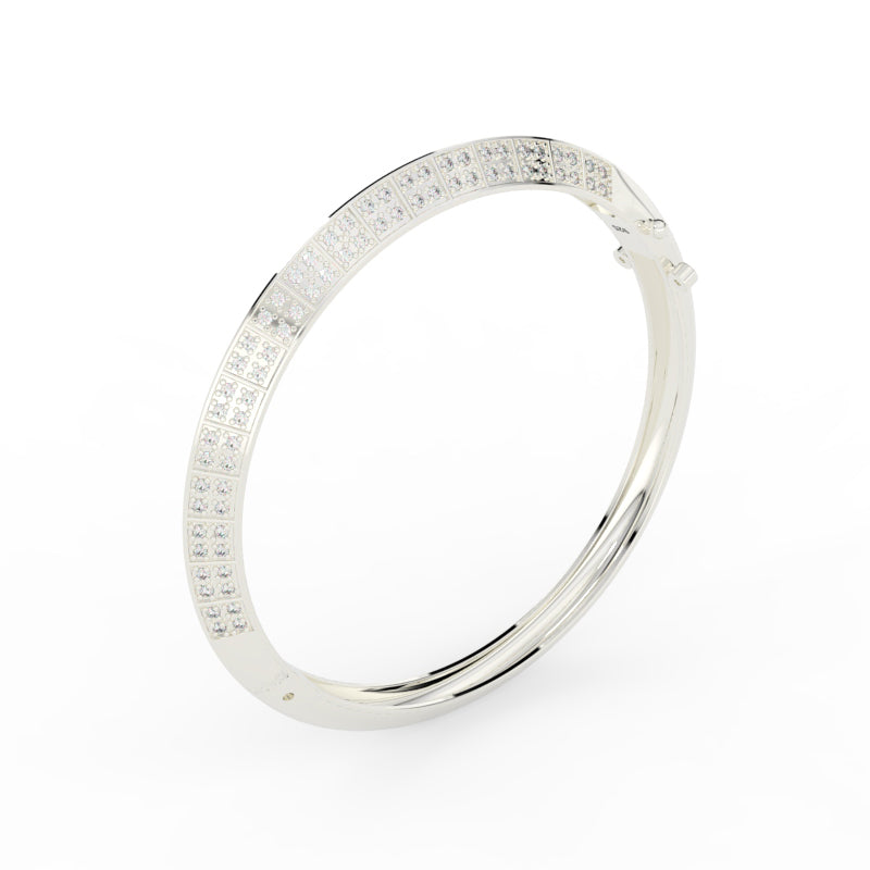 TVISVA JEWELS 925 Sterling Silver Cubic Zirconia Pave Geometric Contemporary Bangle for Women, Party Wear