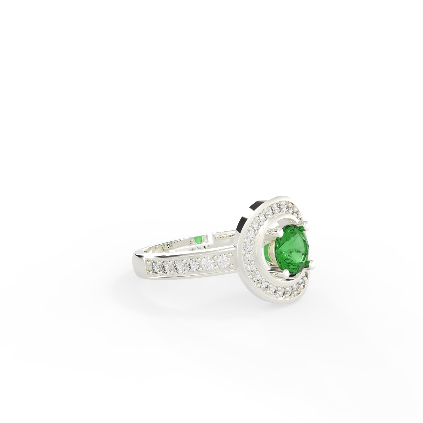 TVISVA JEWELS 925 Sterling Silver Green Cubic Zirconia Halo Ring for Women