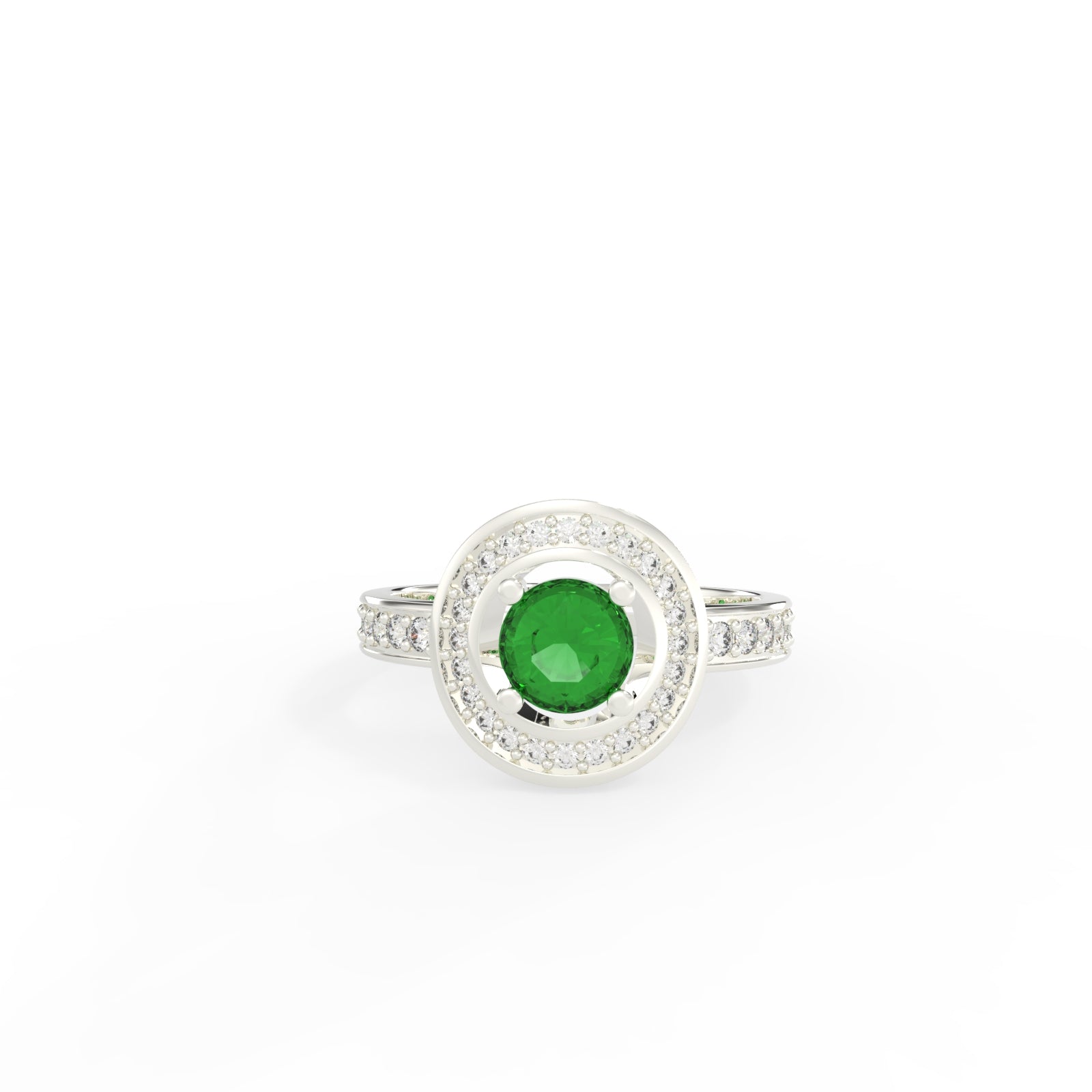 TVISVA JEWELS 925 Sterling Silver Green Cubic Zirconia Halo Ring for Women