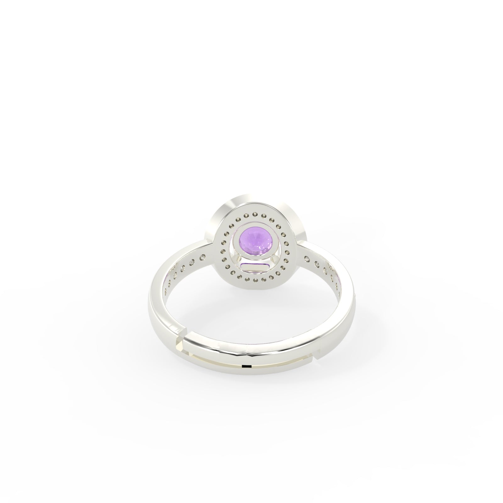 TVISVA JEWELS 925 Sterling Silver Purple & Clear Cubic Zirconia Halo Ring for Women