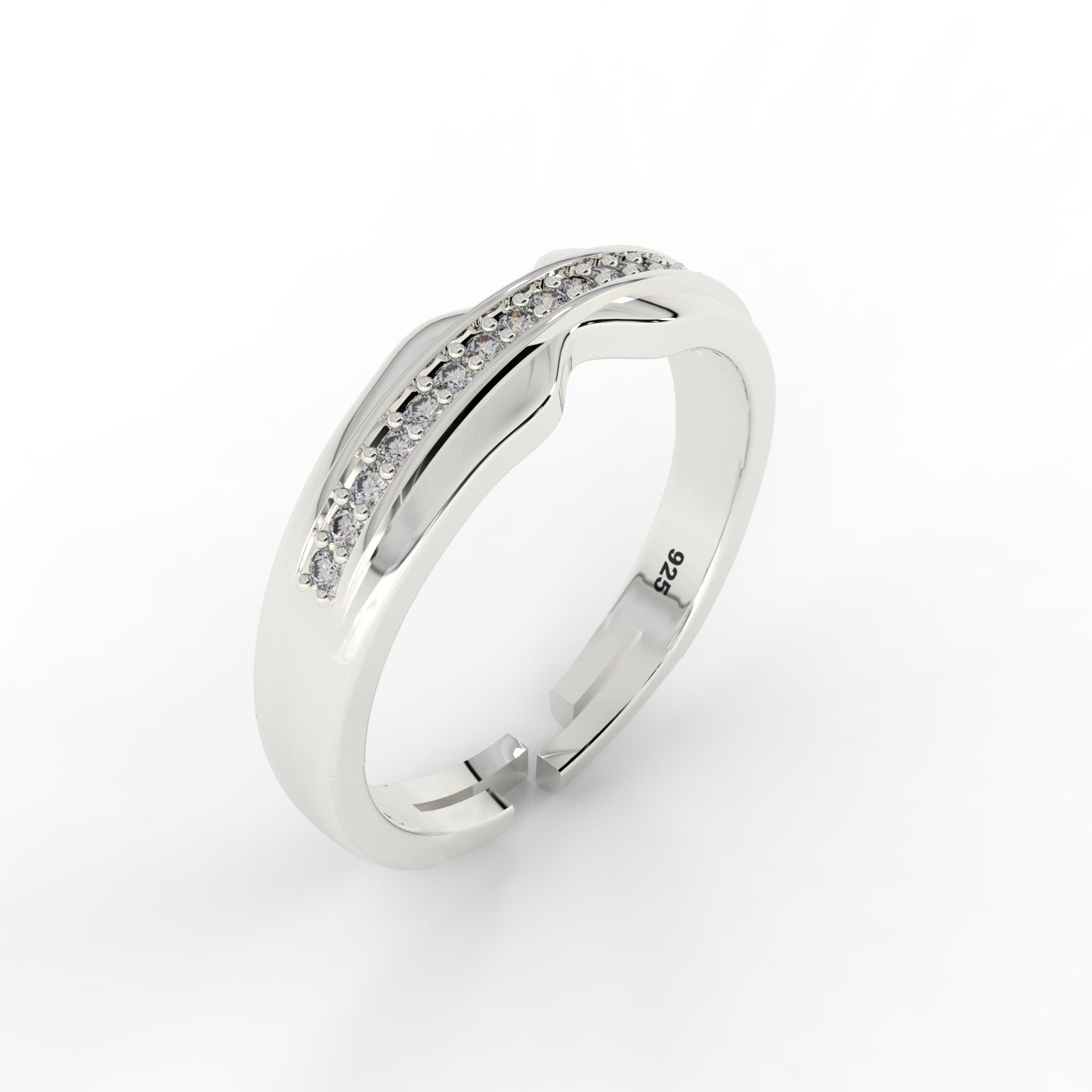 TVISVA JEWELS Women's 925 Sterling Silver Contemporary Channel Set Cubic Zirconia Ring for Daily & Party Wear