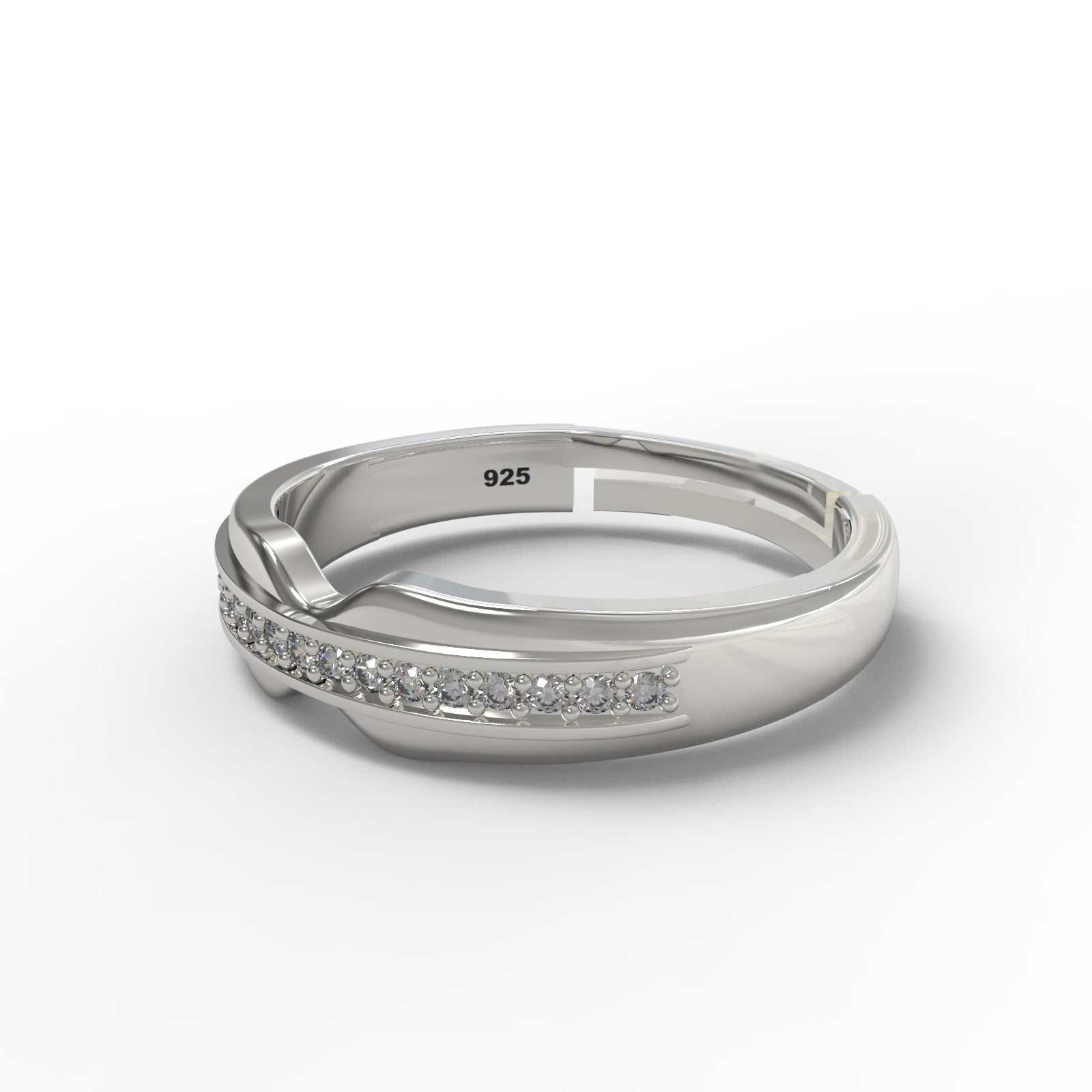 TVISVA JEWELS Women's 925 Sterling Silver Contemporary Channel Set Cubic Zirconia Ring for Daily & Party Wear