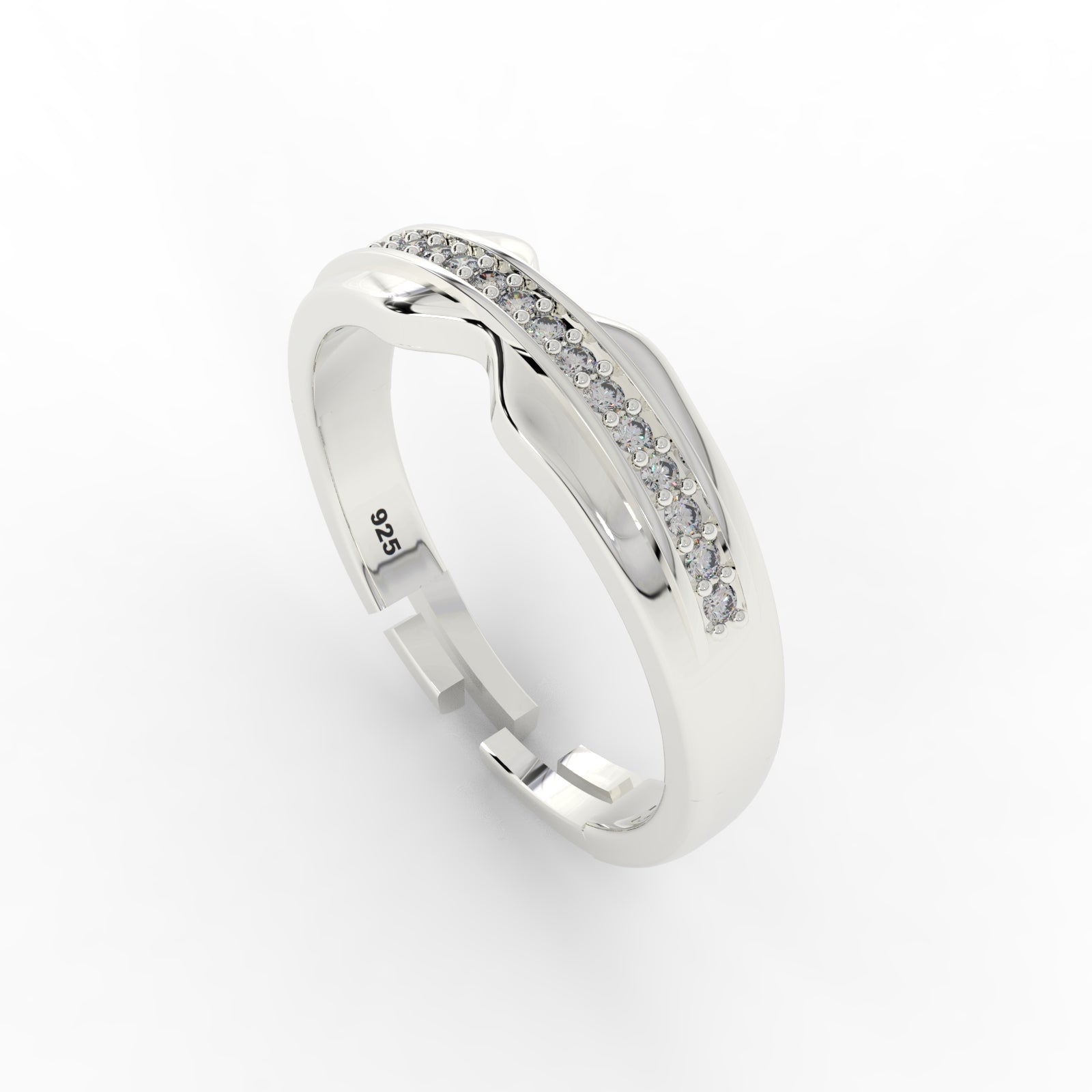 TVISVA JEWELS Women's 925 Sterling Silver Contemporary Channel Set Cubic Zirconia Ring for Daily & Party Wear