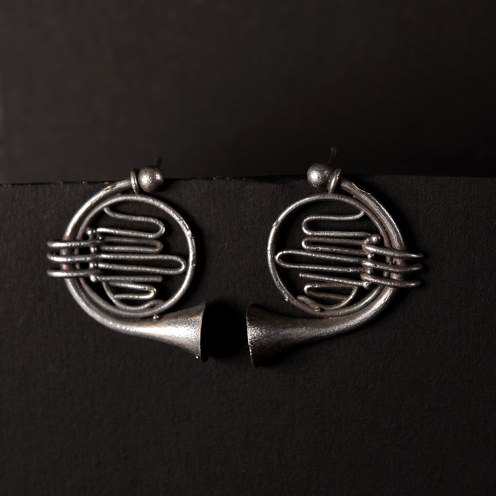 Sangeet- Silver Brass oxidised stud earrings