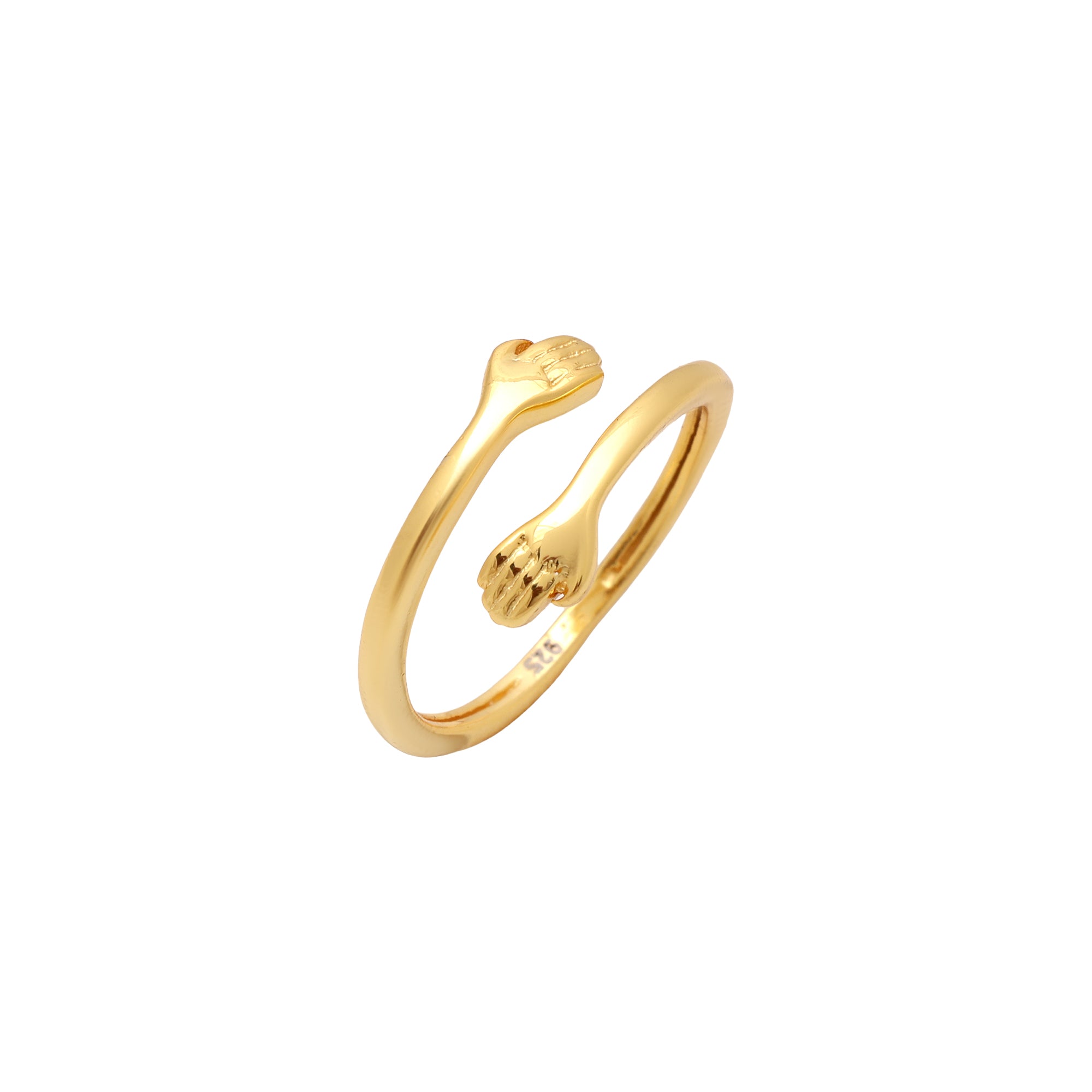 Gold Plated Hug Ring in 925 Sterling Silver – Adjustable Open Band