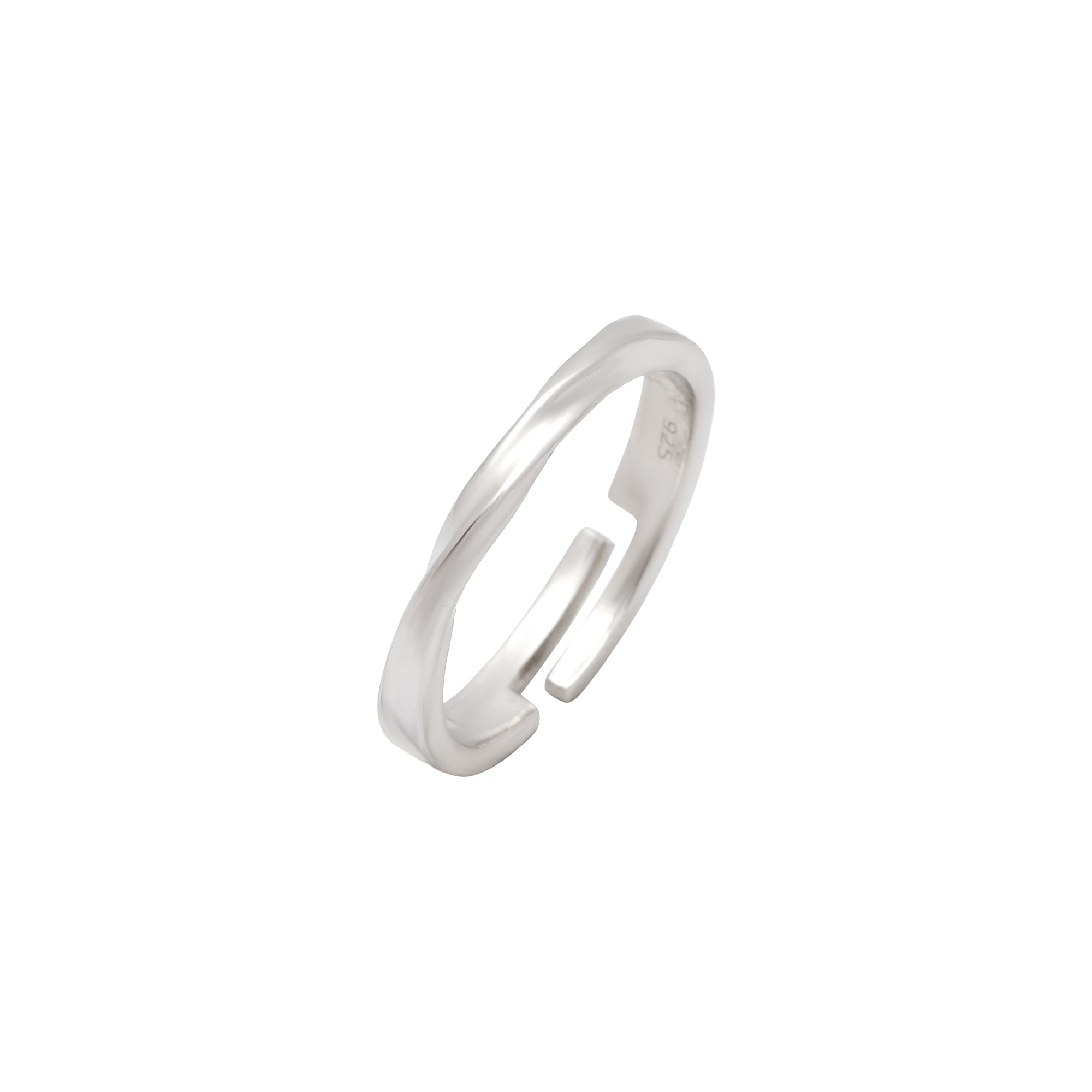 925 Sterling Silver Adjustable Twisted Ring for Women | Minimal Wave Open Band Ring