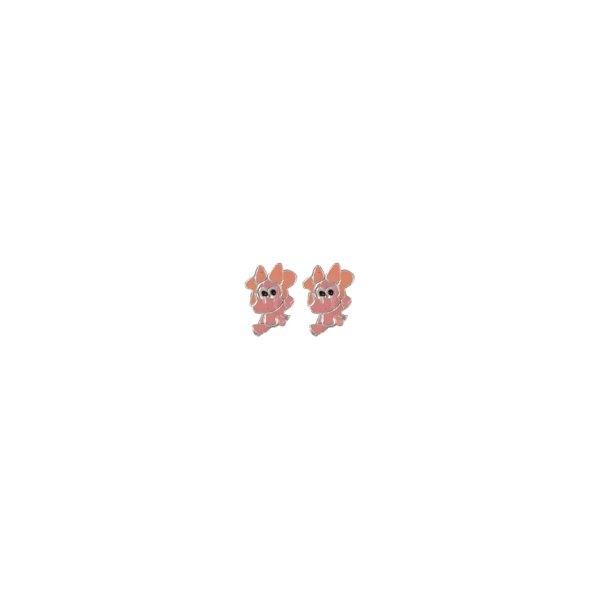 Cute Pink Cartoon Stud Earrings for Kids | 925 Sterling Silver Enamel Earrings