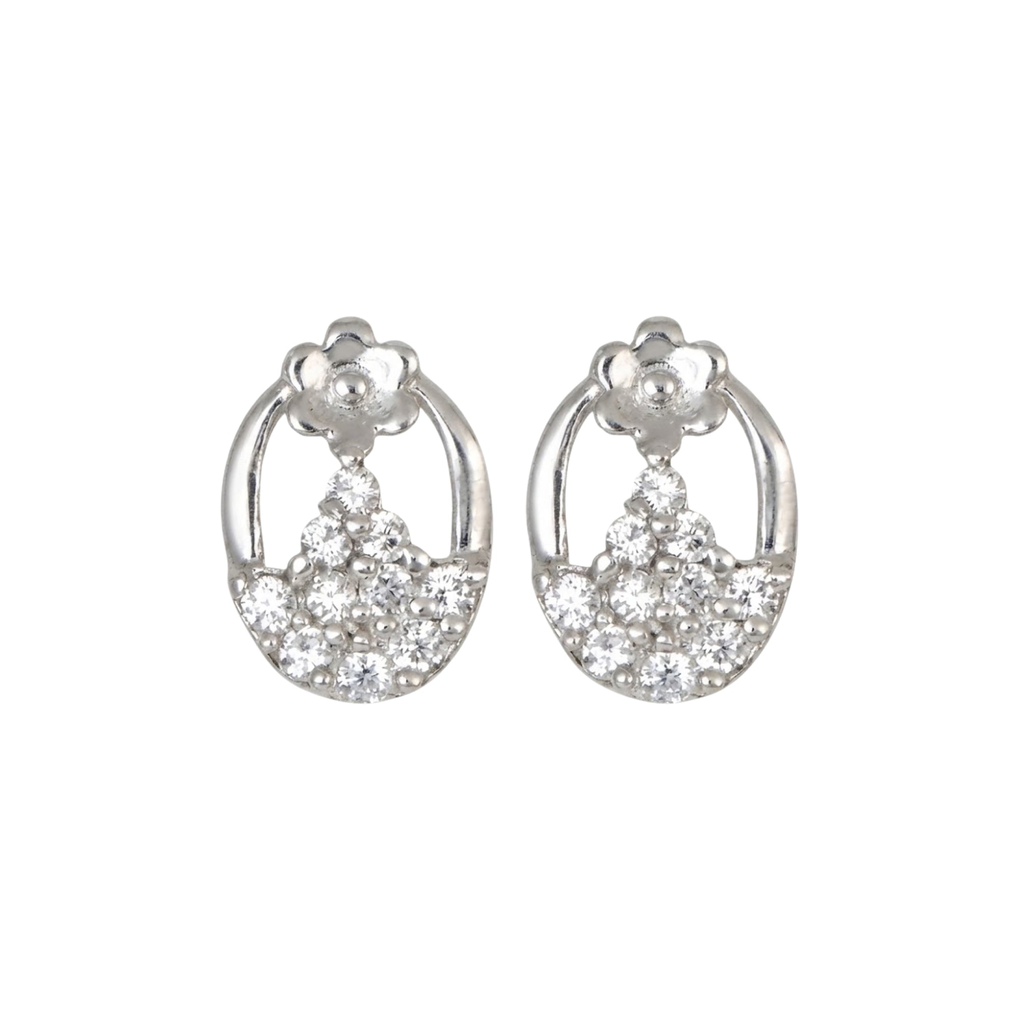 925 Sterling Silver Floral Cluster Stud Earrings for Women | Minimal Diamond-Style Sparkle