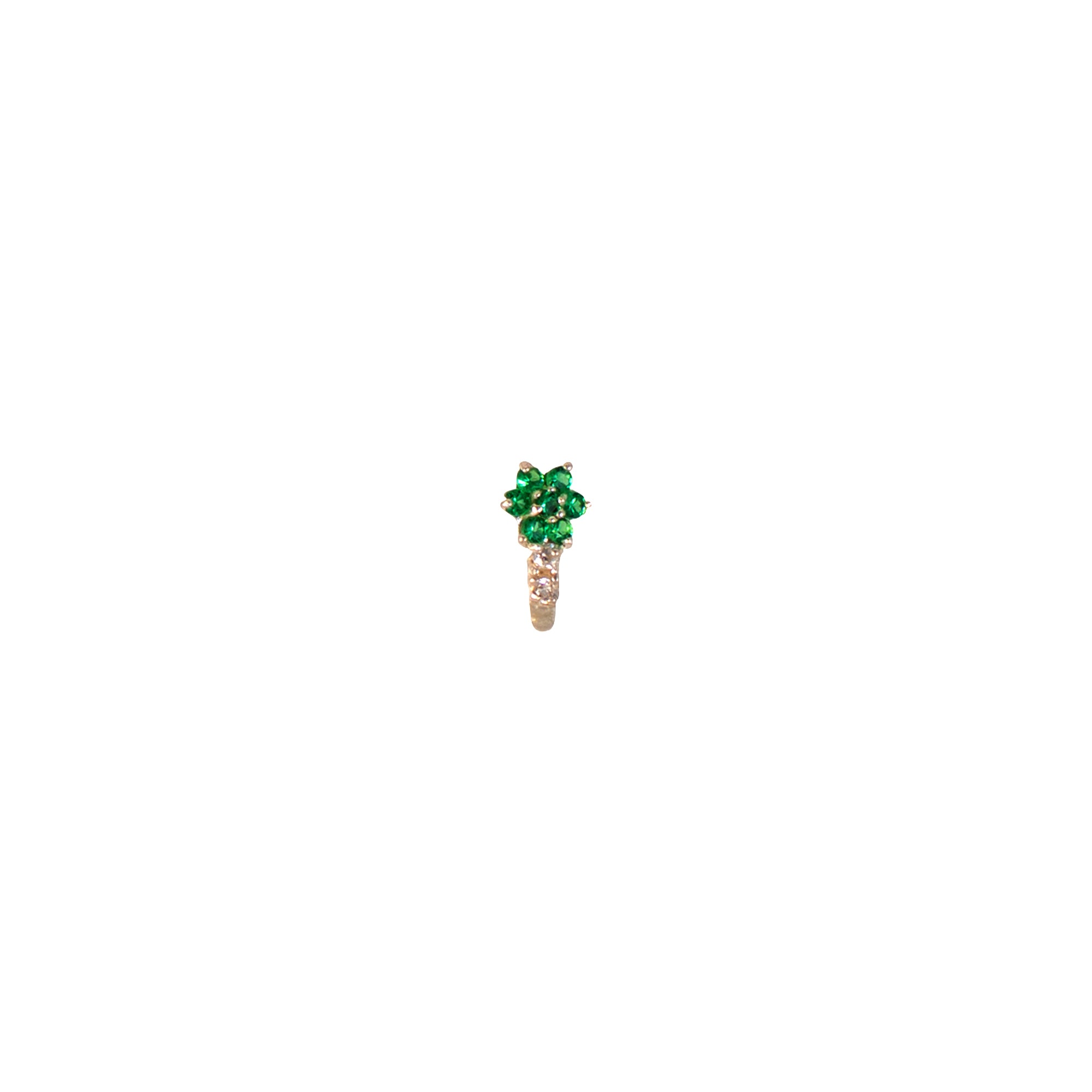 TVISVA JEWELS 925 Sterling Silver Green Floral Nose Pin for Women with Cubic Zirconia Stones