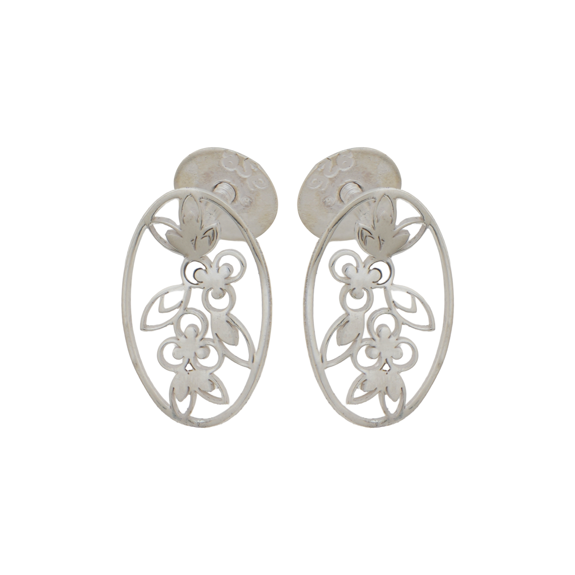 925 Sterling Silver Floral Oval Stud Earrings | Elegant Openwork Flower Earrings | Lightweight Everyday Minimal Jewelry