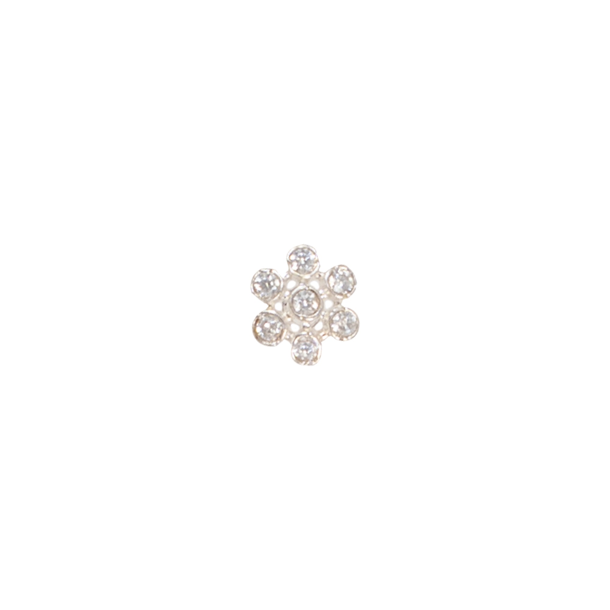 TVISVA JEWELS 925 Sterling Silver Floral Nose Pin for Women with Clear Cubic Zirconia Stones