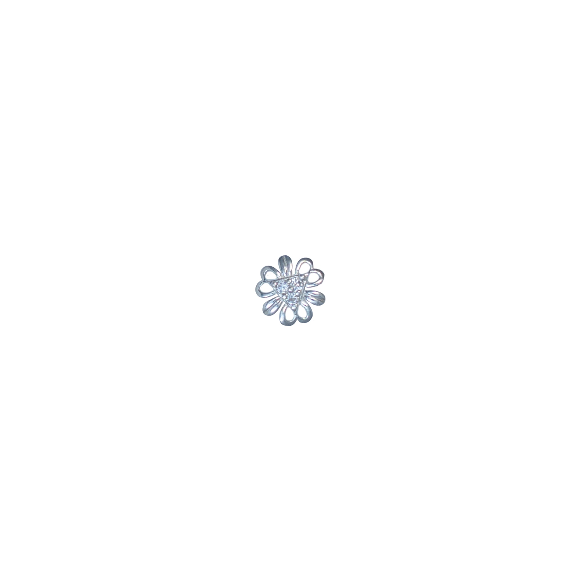 925 Sterling Silver Floral Crystal Nose Pin | Delicate Flower Design Nose Stud