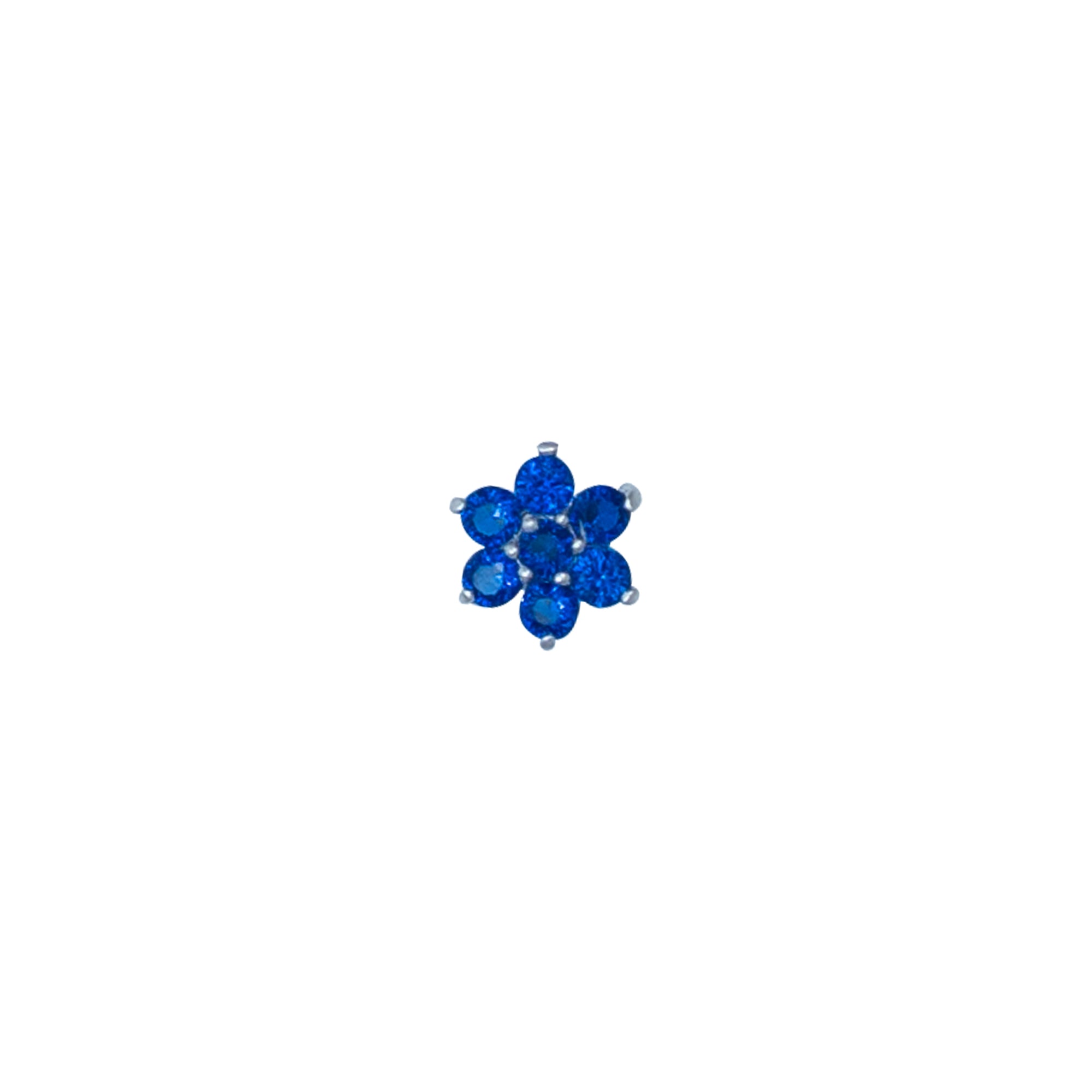 925 Sterling Silver Blue Floral Nose Pin | Elegant Flower Design Nose Stud for Women & Girls