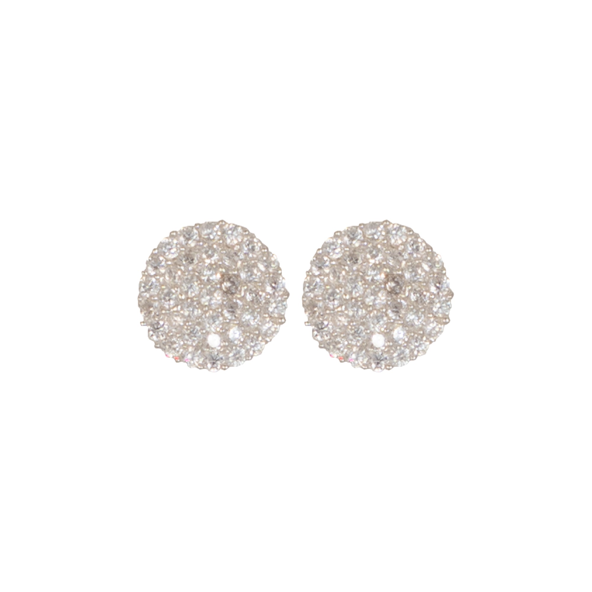 925 Sterling Silver Round Pavé Stud Earrings for Women | Diamond-Style Sparkle Studs