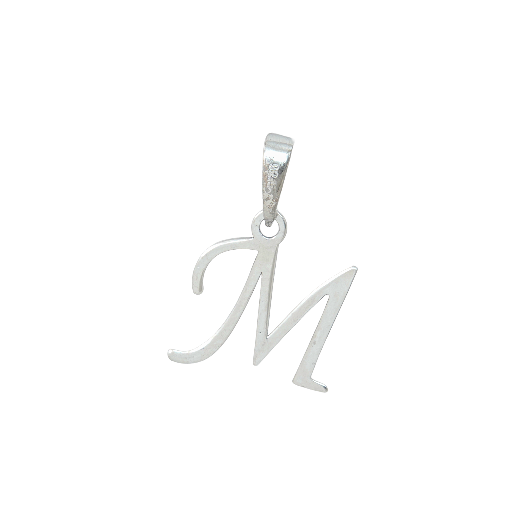Personalized Initial "M" Pendant Necklace | 925 Sterling Silver Alphabet Charm