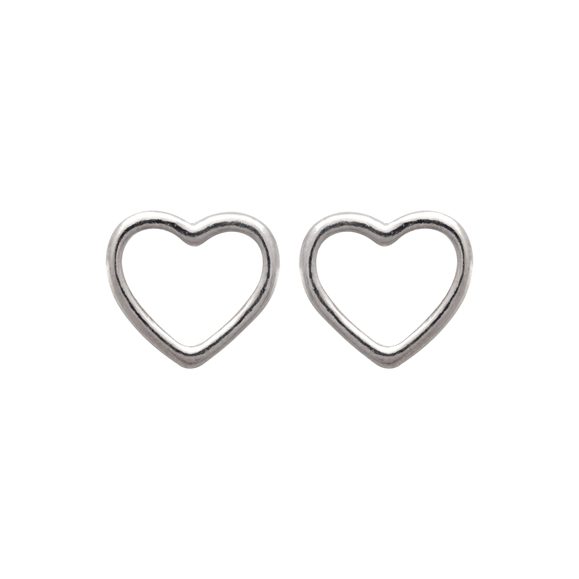 925 Sterling Silver Open Heart Stud Earrings
