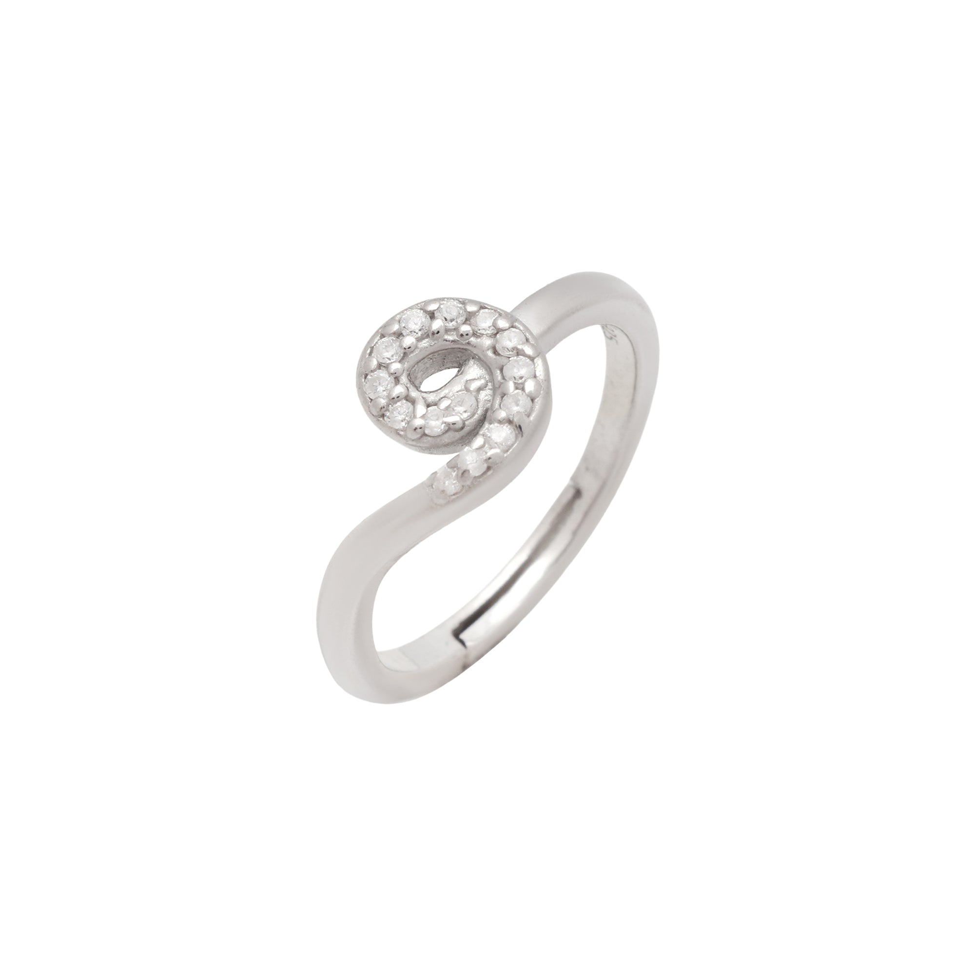 Sterling Silver Spiral CZ Adjustable Ring